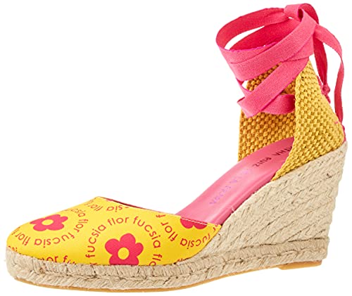 Agatha Ruiz de la Prada Damen Agatha 120 Keilsandale, Gelb, Blumen, Fuchsia, 41 EU von Agatha Ruiz de la Prada