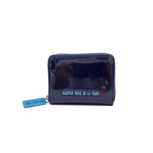 Agatha Ruiz de la Prada – Geldbörse aus blauem Lackleder mit kontrastfarbenem Schriftzug von Agatha Ruiz de la Prada