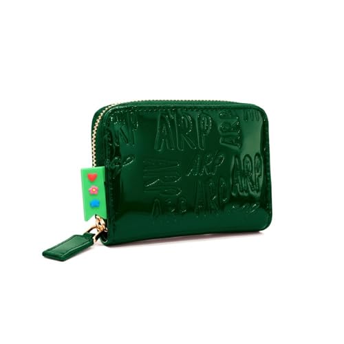 Agatha Ruiz de la Prada Geldbörse mit grünem Lackleder-Finish und eingraviertem ARP-Logo von Agatha Ruiz de la Prada