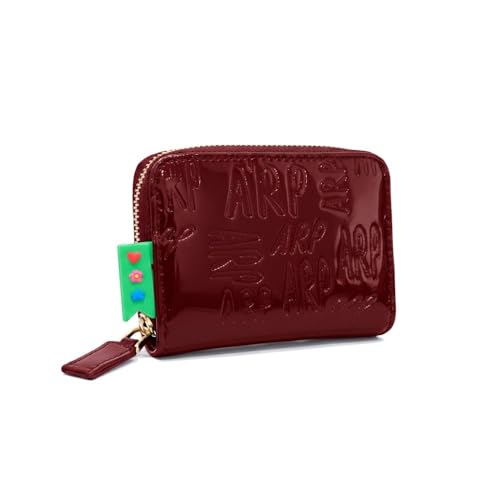 Agatha Ruiz de la Prada Geldbörse mit kastanienbraunem Lackleder-Finish und eingraviertem ARP-Logo von Agatha Ruiz de la Prada