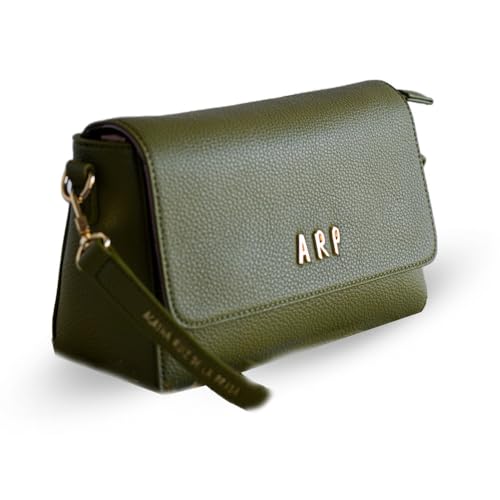 Agatha Ruiz de la Prada – Grüne Umhängetasche aus veganem Leder mit bedrucktem Nylonfutter von Agatha Ruiz de la Prada