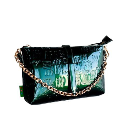 Agatha Ruiz de la Prada Handtasche Flache Geldbörse grünes Lackleder mit ARP-Gravur von Agatha Ruiz de la Prada