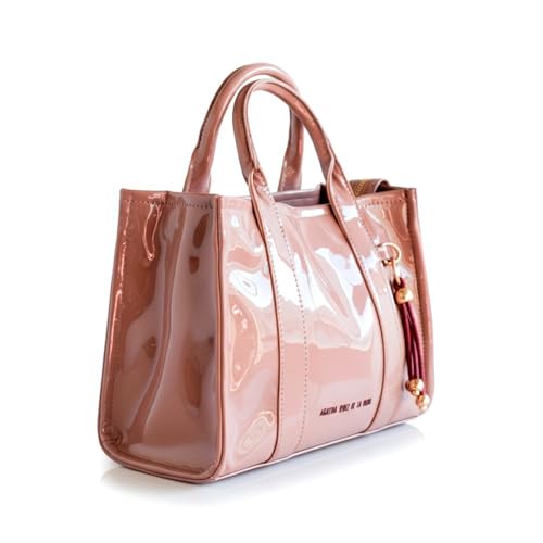 Agatha Ruiz de la Prada Handtasche aus glänzendem Nude-Lackleder mit kontrastierendem Logo von Agatha Ruiz de la Prada