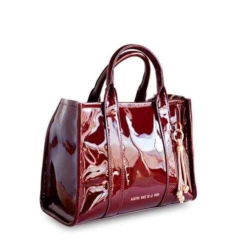 Agatha Ruiz de la Prada Handtasche aus glänzendem kastanienbraunem Lackleder mit kontrastierendem Logo von Agatha Ruiz de la Prada