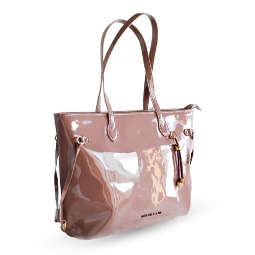 Agatha Ruiz de la Prada Nude Lackleder Shopper Tasche mit Logo auf der Vorderseite von Agatha Ruiz de la Prada