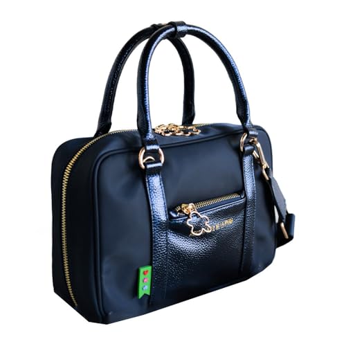 Agatha Ruiz de la Prada Quadratische Handtasche blauem Nylon mit metallischem Kunstleder von Agatha Ruiz de la Prada