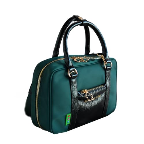 Agatha Ruiz de la Prada Quadratische Handtasche grünem Nylon mit metallischem Kunstleder von Agatha Ruiz de la Prada