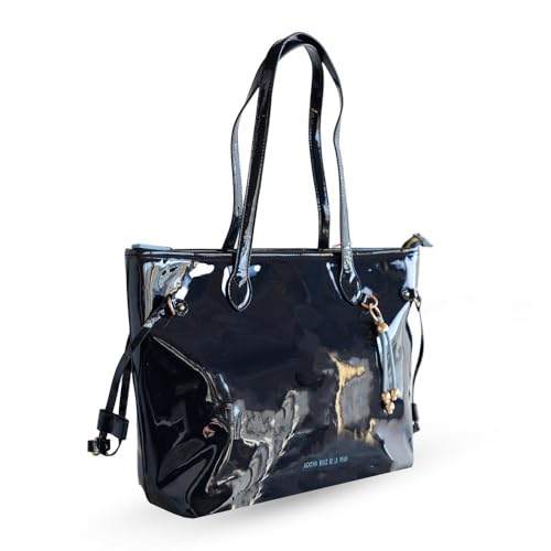 Agatha Ruiz de la Prada – Shopper-Tasche aus blauem Lackleder mit Logo auf der Vorderseite von Agatha Ruiz de la Prada