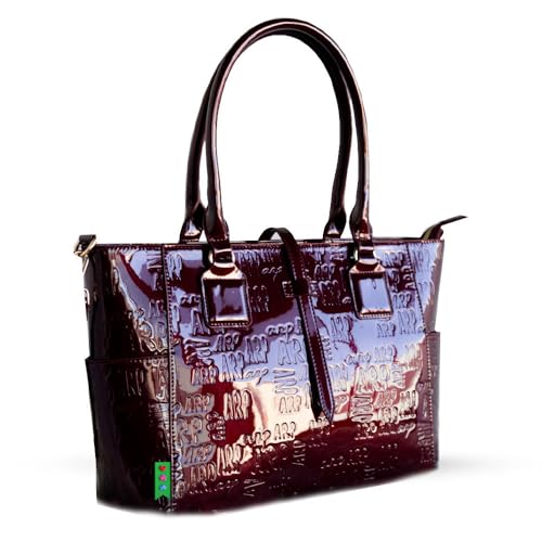 Agatha Ruiz de la Prada – Shopper-Tasche aus burgunderrotem Lackleder mit eingraviertem ARP-Logo von Agatha Ruiz de la Prada