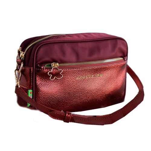 Agatha Ruiz de la Prada – Umhängetasche aus kastanienbraunem Nylon kombiniert mit metallischem Kunstleder von Agatha Ruiz de la Prada