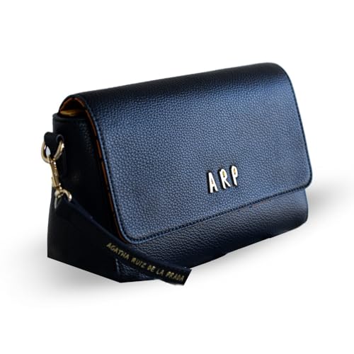 Agatha Ruiz de la Prada – Umhängetasche aus veganem Leder in Blau mit Klappe und bedruckter Innenseite aus Nylon von Agatha Ruiz de la Prada