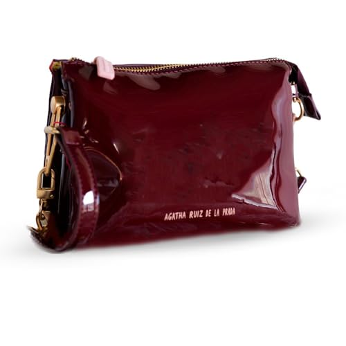 Agatha Ruiz de la Prada – kastanienbraune dreiteilige Umhängetasche mit kontrastierendem Logo von Agatha Ruiz de la Prada