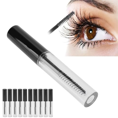 10 Stück 1.5ml leere Mascara-Tuben und Stäbe, Weiche Borsten nachfüllbar klar Mascara Flasche Wimpern Creme Behälter für die Anwendung von Rizinusöl und DIY Kosmetik von Agatige