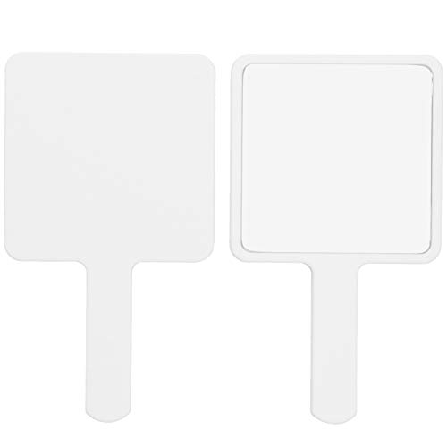 2 Stück Handspiegel, tragbarer quadratischer Kosmetikspiegel Beauty Cosmetic Tool(Weiß) von Agatige