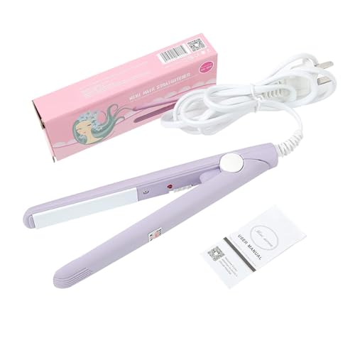 2-in-1 Mini Haarglätter, 190 ℃ Intelligente Thermostat tragbarer Reise Keramik flach Eisen Curling Iron Hair Lockenlöckel Curling Stab Bang Glattung für Frauen Kurzhaarbirge Bart (lila) von Agatige