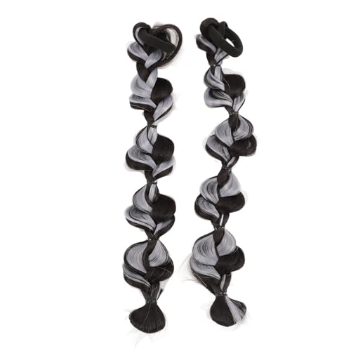 2pcs Bubble Ponytail Extensions, farbige lange Geflecht Haarerweiterung Haarstücke mit Haarkrawatte für Frauen Mädchen Kinder täglich Trave Party Rave (Braun schwarz grau) von Agatige
