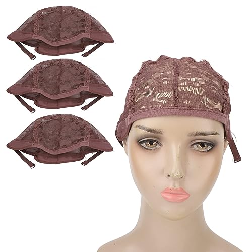 3 Stück Perückenkappen für Damen, dehnbare, atmungsaktive Netz-Perückenkappe, Haarnetze, Perückenhalter für Cosplay-Make-up-Kostüme von Agatige