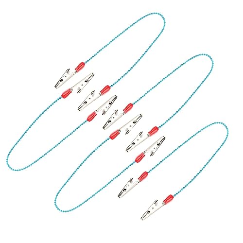 5 Stück Zahn-Lätzchen-Clips, Edelstahl-Serviettenklammer, Zahnarztbedarf mit bunter Stahlkugelkette für Lätzchen und Speichelhandtücher von Agatige
