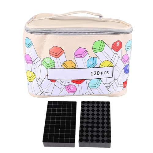 Agatige Marker -Gehäusehalter, 120 Slots Aufbewahrungshalter Großer Marker Aufbewahrungstasche Öffnen Sie Verformungsverformung PU Leder Marker Hülle mit Griff für von Agatige