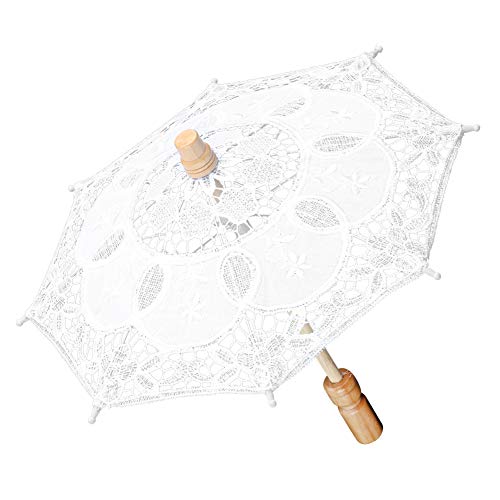 Mini-Spitzenschirm, 28 cm, Vintage, kleiner Sonnenschirm, dekorativer Regenschirm für Braut, Hochzeit, Spitzen-Sonnenschirm, Regenschirm, Hochzeit, Party, Dekoration, Kinder, Mädchen, Geschenk, Beige von Agatige