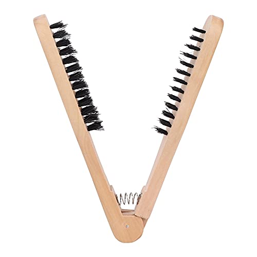 Doppelseitige Bürste, Haarglättungskamm aus Holz, antistatische Klemm-Haarbürste, DIY-Salon-Friseur-Haarglätter für Frauen und Mädchen von Agatige
