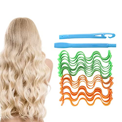 Hitzelose spiralförmige Locken, Kunststoff Flexible Haare Curlers Wellenstyling Roller für Frauen Mädchen extra langes mittleres kurzes Haar (25 cm Eierrollen (18 Stücke)) von Agatige
