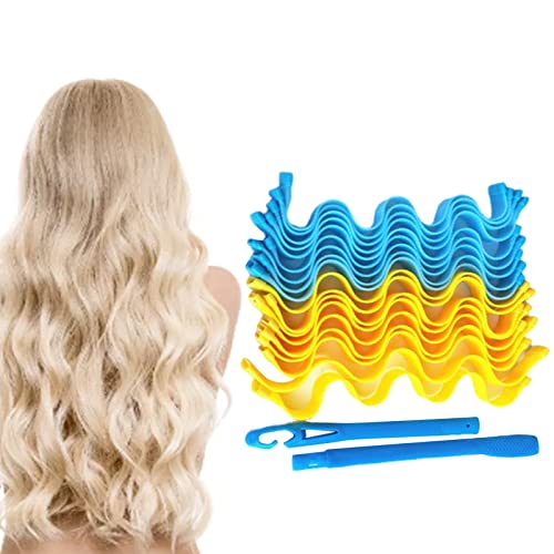 Hitzelose spiralförmige Locken, Kunststoff Flexible Haare Curlers Wellenstyling Roller für Frauen Mädchen extra langes mittleres kurzes Haar (30 cm Eierrollen (18 Stücke)) von Agatige