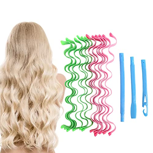 Hitzelose spiralförmige Locken, Kunststoff Flexible Haare Curlers Wellenstyling Roller für Frauen Mädchen extra langes mittleres kurzes Haar (45 cm Eierrollen (12 Stücke)) von Agatige