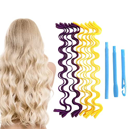 Hitzelose spiralförmige Locken, Kunststoff Flexible Haare Curlers Wellenstyling Roller für Frauen Mädchen extra langes mittleres kurzes Haar (55 cm Eierrolle (12 Stücke)) von Agatige