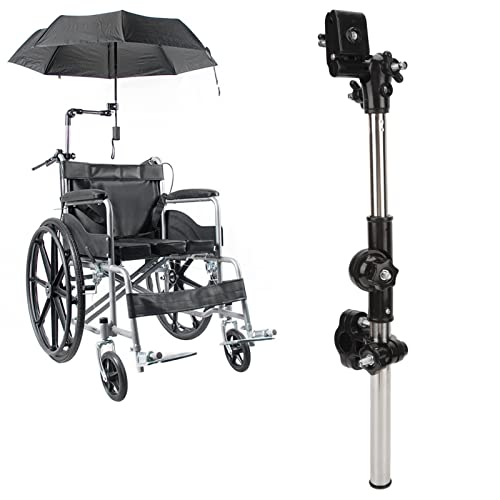 Rollstuhl-Regenschirmhalter, faltbarer verstellbarer Edelstahl-Kinderwagen-Regenschirm für Kinderwagen-Rollstuhl-Fahrrad von Agatige