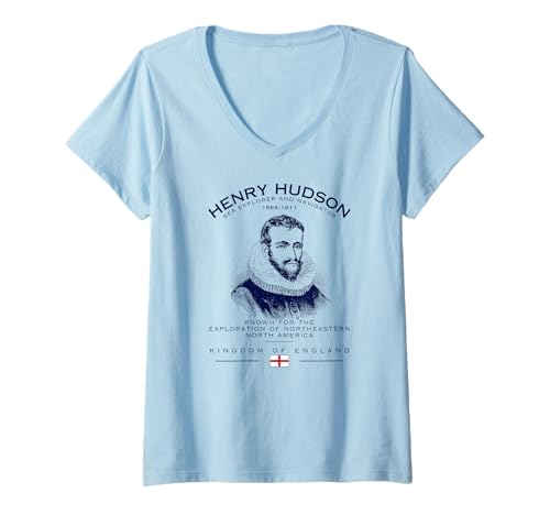 Damen Henry Hudson Sea Explorer Navigator Nordostpassage T-Shirt mit V-Ausschnitt von Age of Exploration Maritime History Sea Voyager