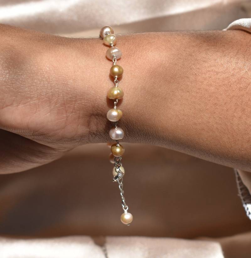 Zierliches Süßwasser Perlen Armband Armband Aus 925 Sterling Silber von Ageeza