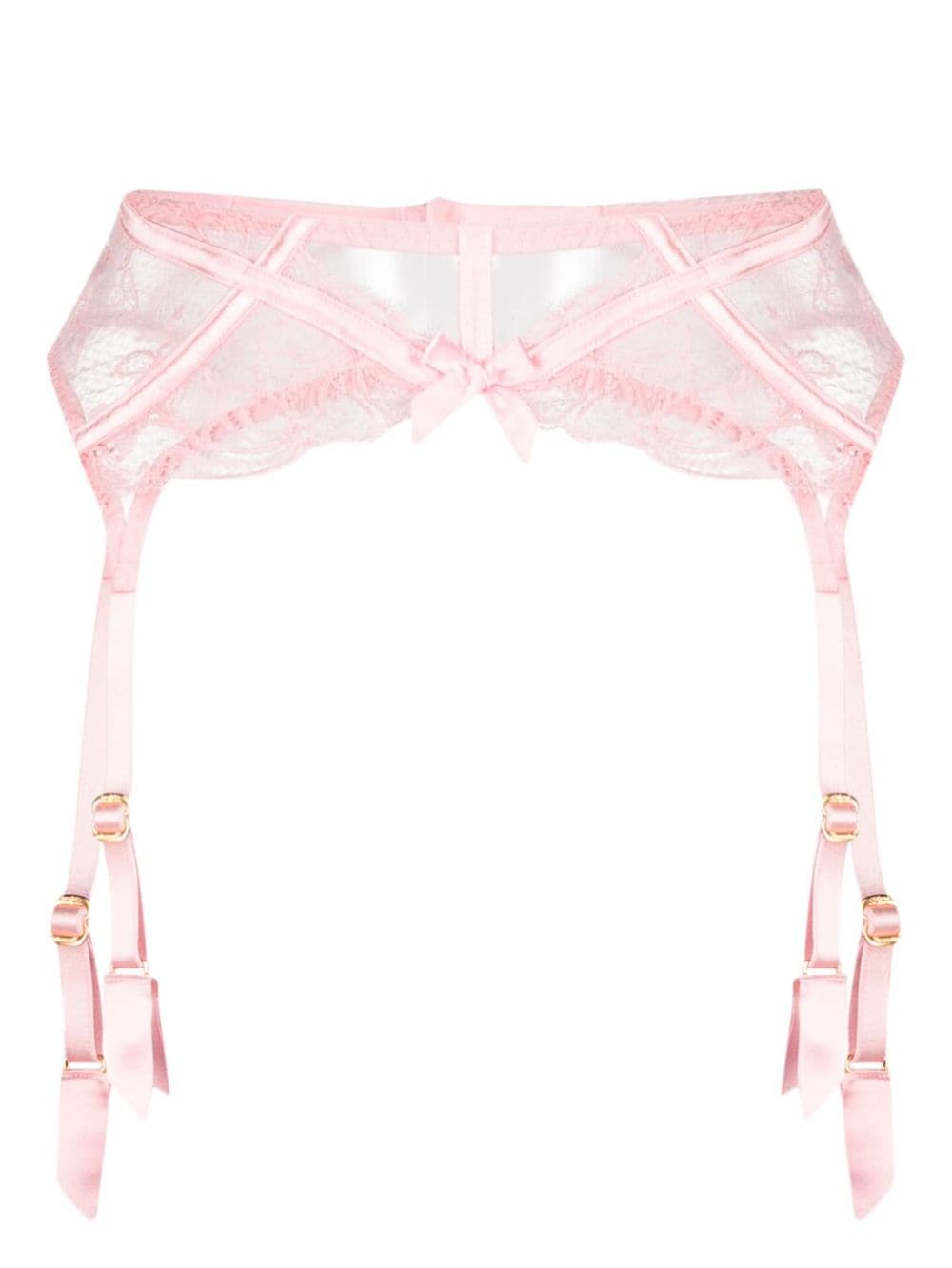 Agent Provocateur Rozlyn Strumpfhalter mit transparenter Spitze - Rosa von Agent Provocateur