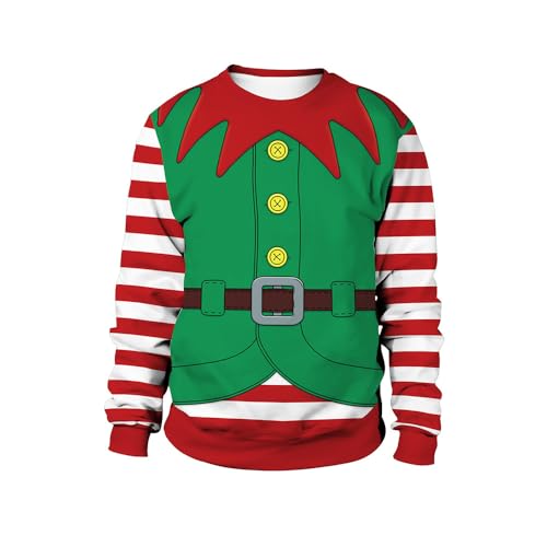 Agess Herren Frohe Weihnachten Pullover, Unisex Lustige Hässliche Weihnachtspullover 3D Xmas Sweatshirt Pullover Top (12,L,L) von Agess