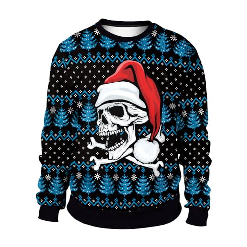 Agess Herren Frohe Weihnachten Pullover, Unisex Lustige Hässliche Weihnachtspullover 3D Xmas Sweatshirt Pullover Top (5,M,M) von Agess