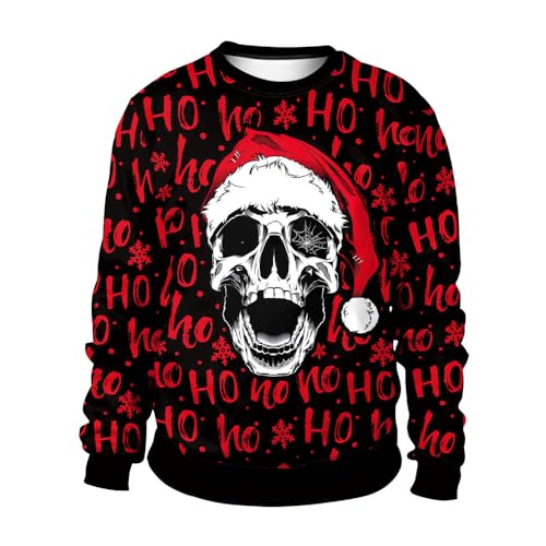 Agess Herren Frohe Weihnachten Pullover, Unisex Lustige Hässliche Weihnachtspullover 3D Xmas Sweatshirt Pullover Top (7,4XL,4XL) von Agess