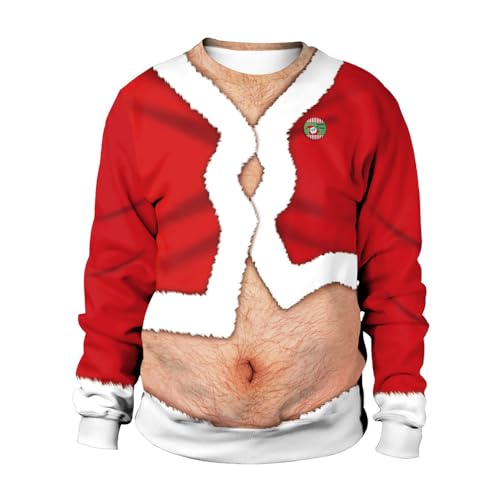 Agess Herren Frohe Weihnachten Pullover, Unisex Lustige Hässliche Weihnachtspullover 3D Xmas Sweatshirt Pullover Top (9,3XL,3XL) von Agess