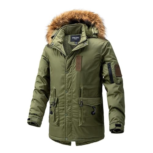 Agess Herren Winter Jacke Steppjacke Gefüttert Winterjacke mit Abnehmbarer Kapuze und Kunstfellkragen (3,XL) von Agess