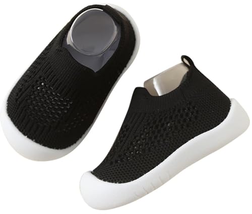 Aggroot Baby Lauflernschuhe Kinder Barfußschuhe Hausschuhe für Mädchen Jungen Baby Schuhe Atmungsaktive Sneaker Babyschuhe rutschfeste,19/20 EU=CN12.5,Schwarz 055 von Aggroot