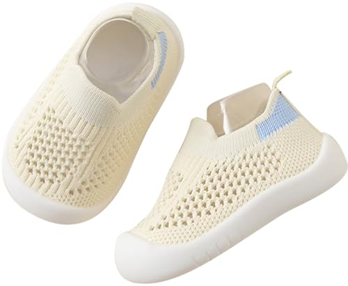 Aggroot Baby Lauflernschuhe Kinder Barfußschuhe Hausschuhe für Mädchen Jungen Baby Schuhe Atmungsaktive Sneaker Babyschuhe rutschfeste,19/20 EU=CN12.5,Weiß 055 von Aggroot
