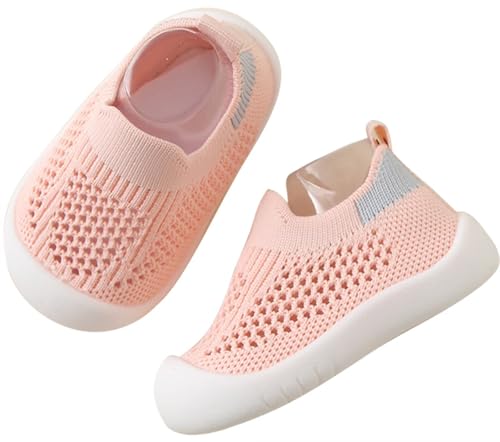 Aggroot Baby Lauflernschuhe Kinder Barfußschuhe Hausschuhe für Mädchen Jungen Baby Schuhe Atmungsaktive Sneaker Babyschuhe rutschfeste,20/21 EU=CN13.5,Rosa 055 von Aggroot