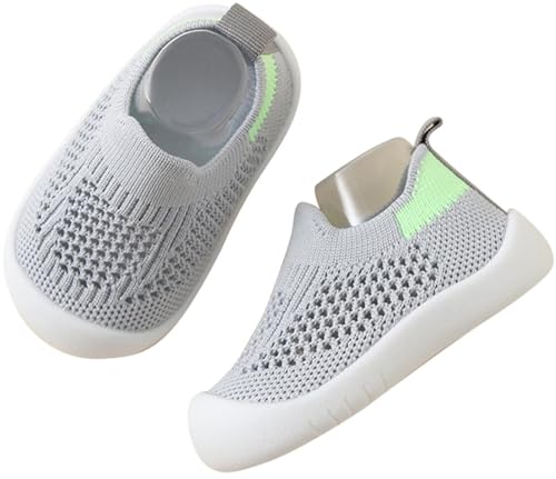 Aggroot Baby Lauflernschuhe Kinder Barfußschuhe Hausschuhe für Mädchen Jungen Baby Schuhe Atmungsaktive Sneaker Babyschuhe rutschfeste,22/23 EU=CN14.5,Grau 055 von Aggroot