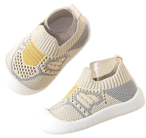 Aggroot Baby Lauflernschuhe Kinder Barfußschuhe Hausschuhe für Mädchen Jungen Baby Schuhe Atmungsaktive Sneaker Babyschuhe rutschfeste,Beige,20/21 EU=CN13.5 von Aggroot
