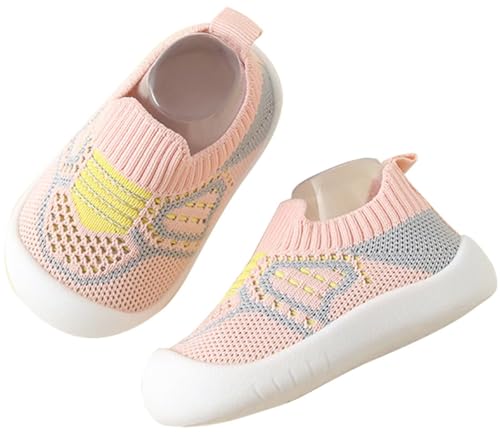 Aggroot Baby Lauflernschuhe Kinder Barfußschuhe Hausschuhe für Mädchen Jungen Baby Schuhe Atmungsaktive Sneaker Babyschuhe rutschfeste,Rosa,19/20 EU=CN12.5 von Aggroot