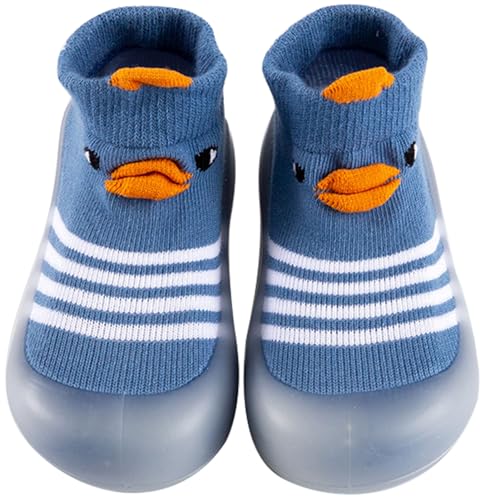 Aggroot Baby Sockenschuhe rutschfeste Lauflerner Schuhe Kleinkind Niedlicher Cartoon Weicher Hausschuhe Babybodenschuhe Kinderschuhe für Mädchen Jungen,12-18 Monate/CN22-23,Blau B von Aggroot