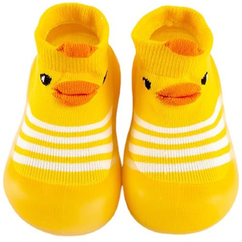 Aggroot Baby Sockenschuhe rutschfeste Lauflerner Schuhe Kleinkind Niedlicher Cartoon Weicher Hausschuhe Babybodenschuhe Kinderschuhe für Mädchen Jungen,6-12 Monate/CN20-21,Gelb B von Aggroot