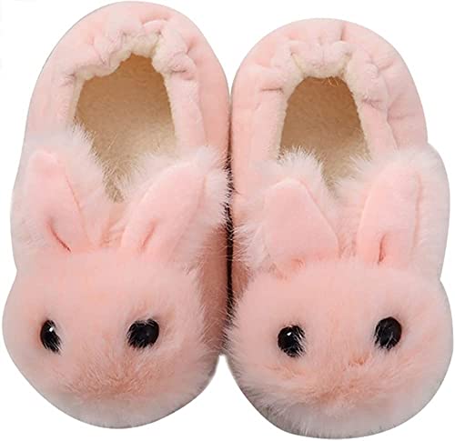 Aggroot Plüsch Hausschuhe für Mädchen Jungen Pantoffeln Winter Baumwolle Pantoffeln Kleinkind Wärme Weiche Bequem Hausschuhe Flauschige rutschfeste Slippers, Rosa Hase,21/22 EU=CN13/14 von Aggroot