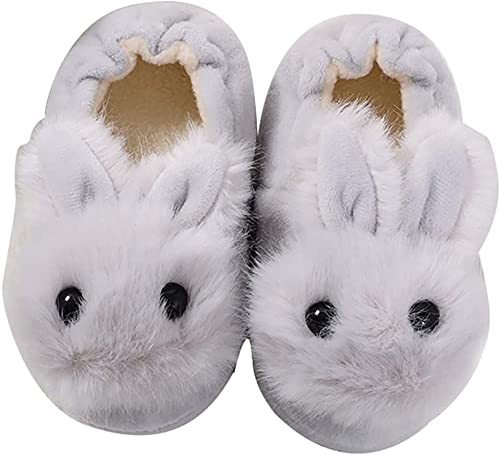 Aggroot Plüsch Hausschuhe für Mädchen Jungen Pantoffeln Winter Baumwolle Pantoffeln Kleinkind Wärme Weiche Bequem Hausschuhe Flauschige rutschfeste Slippers, Grau Hase,21/22 EU=CN13/14 von Aggroot