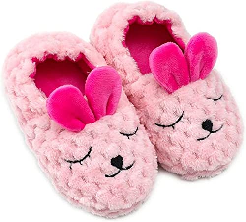 Aggroot Plüsch Hausschuhe für Mädchen Jungen Pantoffeln Winter Baumwolle Pantoffeln Kleinkind Wärme Weiche Bequem Hausschuhe Flauschige rutschfeste Slippers, Rosa,23/24 EU=CN7/8 von Aggroot