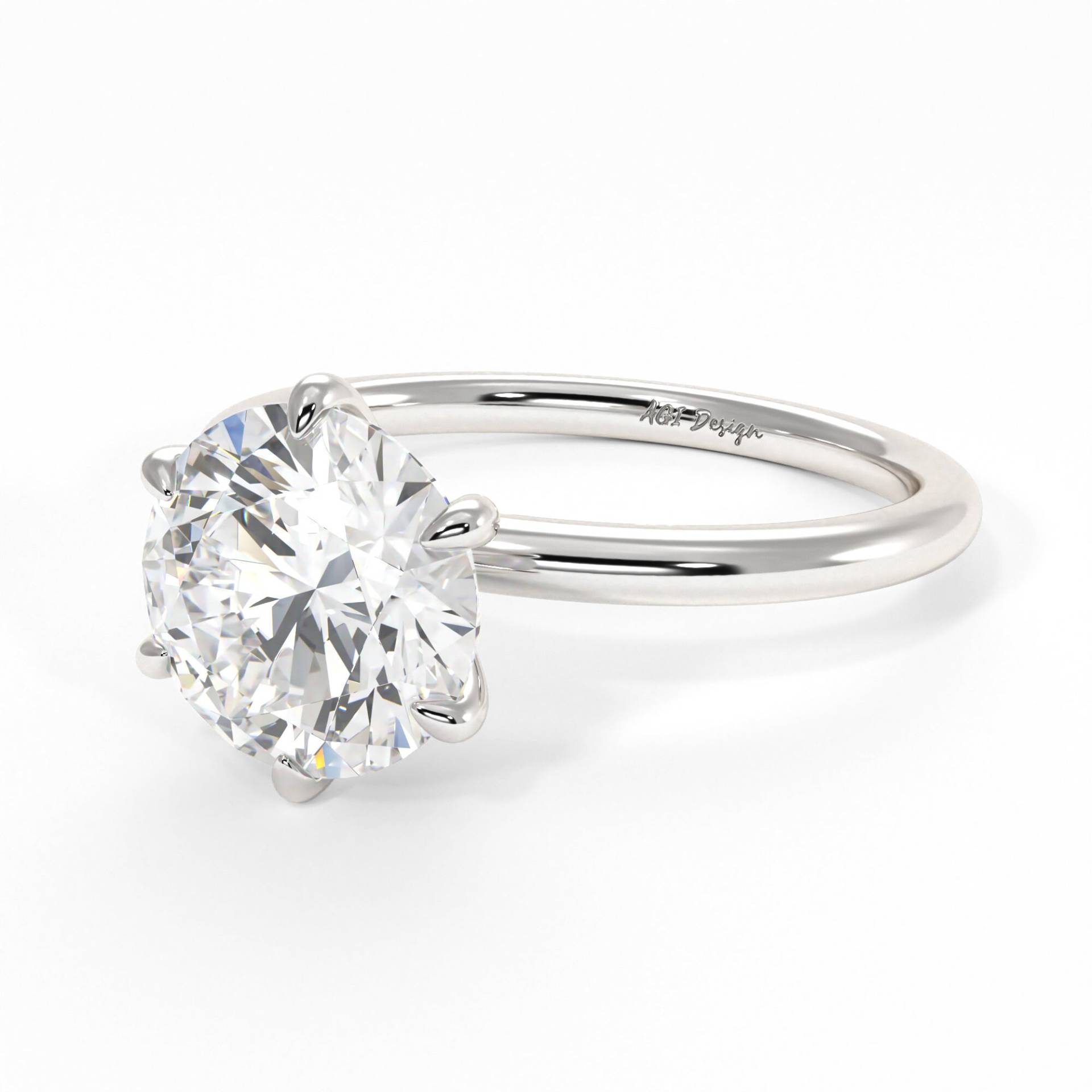 Eva Runder Moissanite Ring, Zierlicher 6 Zacken Solitär Verlobungsring, Feingold Hochzeitsschmuck, Platin Braut Set von AgiDesignCanada